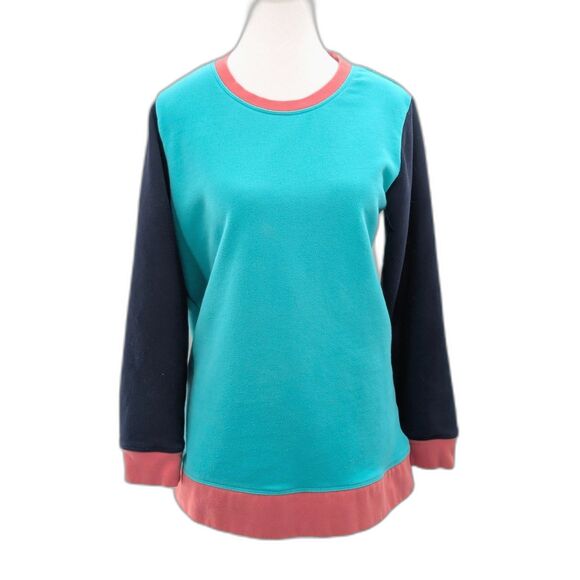 Lands End Serious Sweats Vintage Turquoise Pullover Sweatshirt Size Medium - Picture 1 of 4